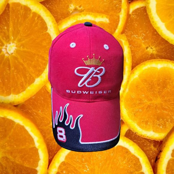 New NASCAR Budweiser‎ #8 Dale Jr Embroidered Signature Red Adjustable Hat - Picture 1 of 5